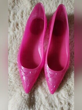 Coach Pointed Toe Jelly Flats in Bright Pink